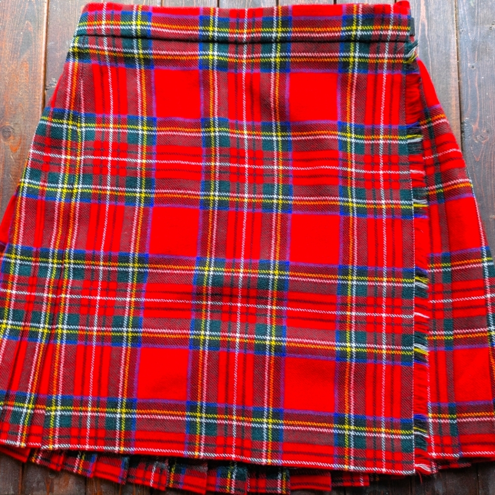 Vintage Wool Tartan Plaid Skirt from Scotland Highland Home Industries Kilt 12